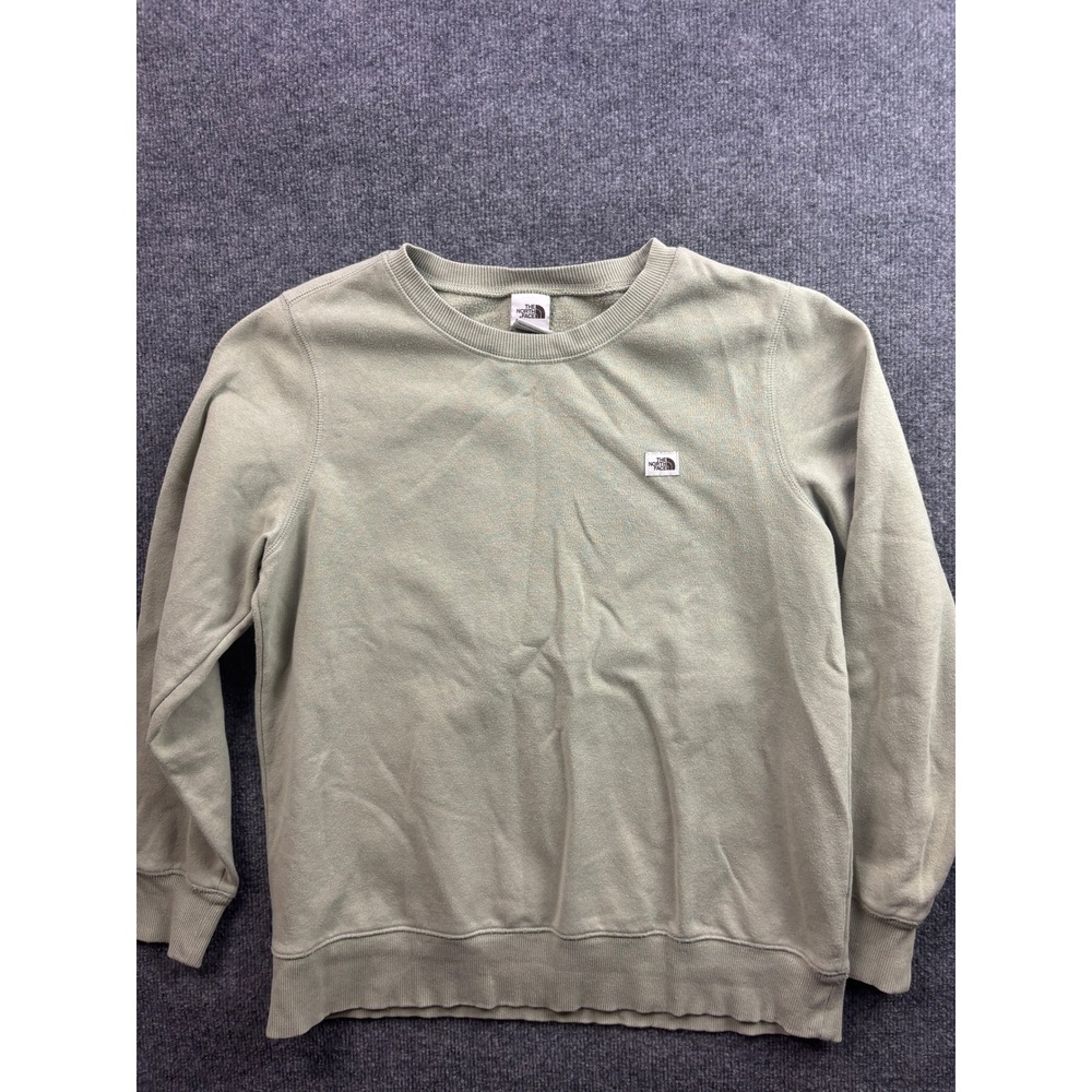 The North Face Sweatshirt Womens Large Green Crewneck Fleece Pullover Logo